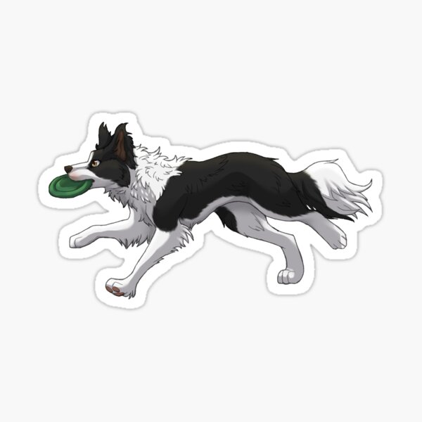 Item preview, Running Black Border Collie with Frisbee  designed and sold by Bamsdrawz.