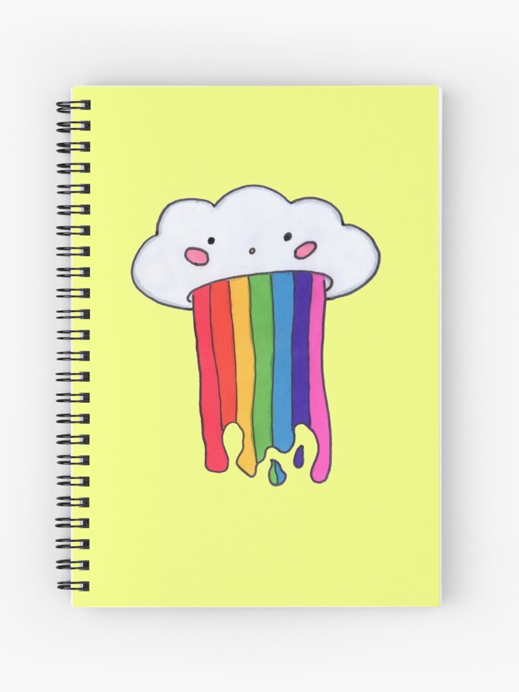Cuaderno de espiral « Copia de nube de arcoiris vómito con fondo amarillo»  de Kitten2525 | Redbubble
