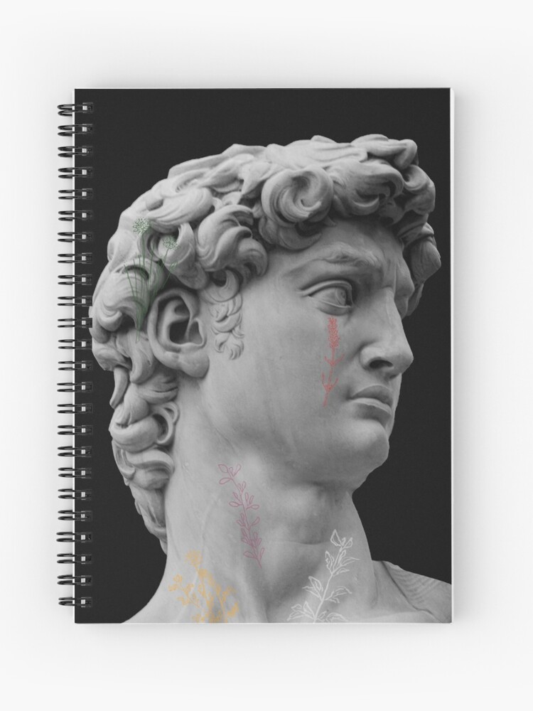 Michelangelo David Face With Flowers Spiral Notebook By Mara Ayvazyan Redbubble