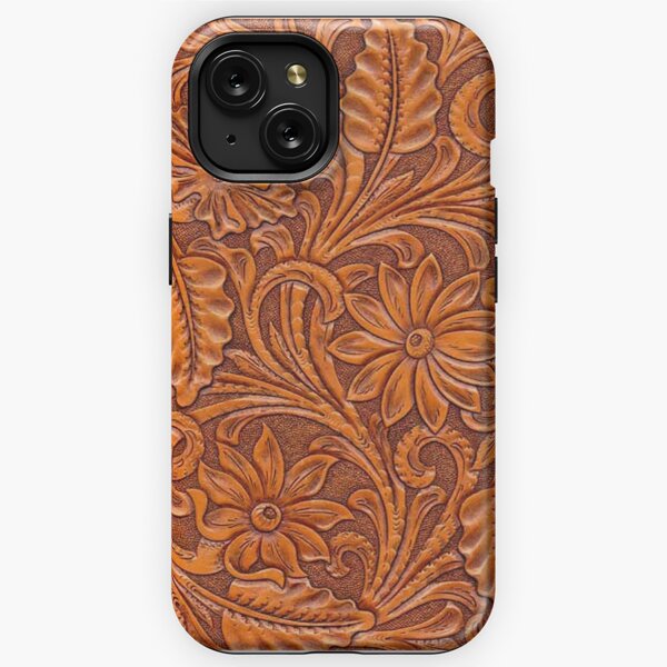 Tooled Leather iPhone Wallet Case - Brown - 408H - Extra Studio