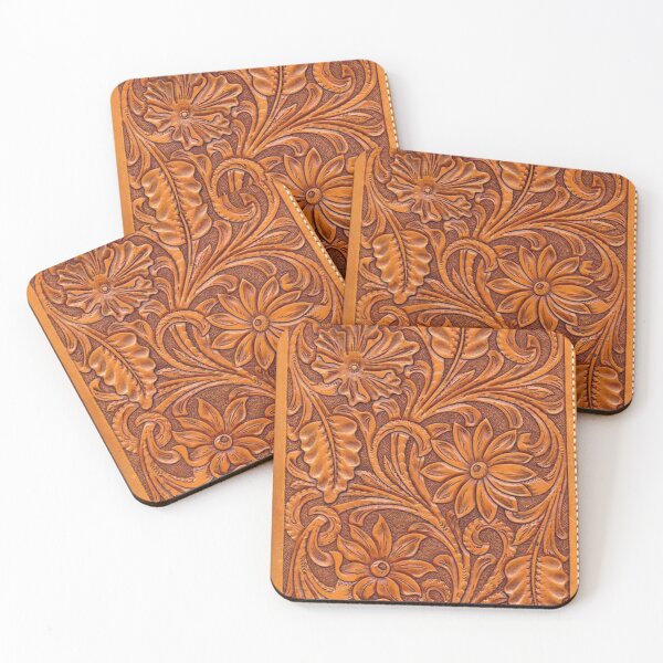 Item preview, Printed Image of Tooled Brown Leather ONLY - Not Real designed and sold by Dana  Burke.