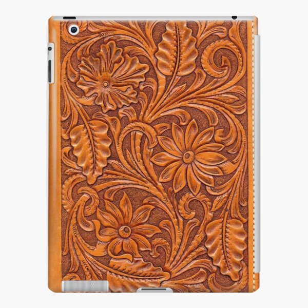 Aqua Brown Tooled Leather Pattern | iPad Case & Skin