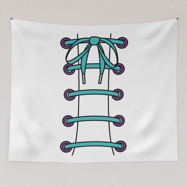 Item preview, Blue Teal Laced Up Laces with Purple Eyelets designed and sold by forfun-art.