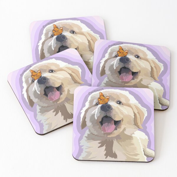 Item preview, golden retriever puppy with butterfly on her nose  designed and sold by colorfullyso.