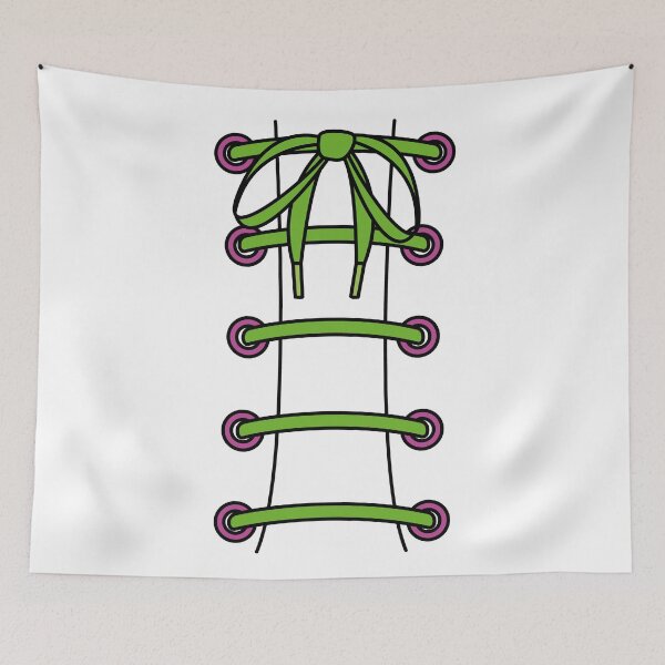 Aperçu de l'œuvre Lacets lacés vert vif avec œillets roses créée et vendue par forfun-art.