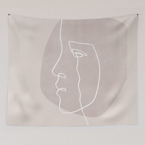 Item preview, One Line Face on Beige designed and sold by TheRedFinch.