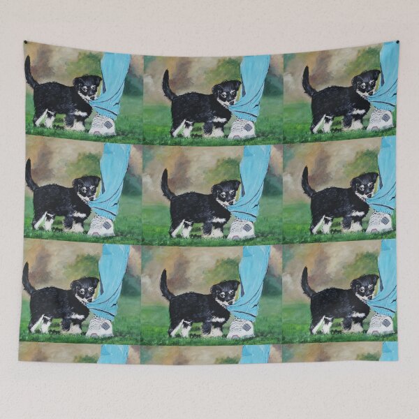 Item preview, Pintura al óleo de un lindo perro jugando con su dueño. designed and sold by Abha-Hues.