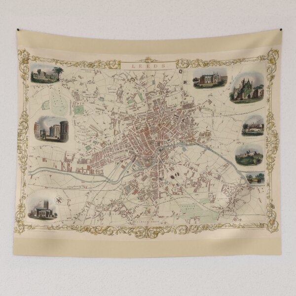 Item preview, Vintage Map of Leeds England (1851) - With Color designed and sold by BravuraMedia.
