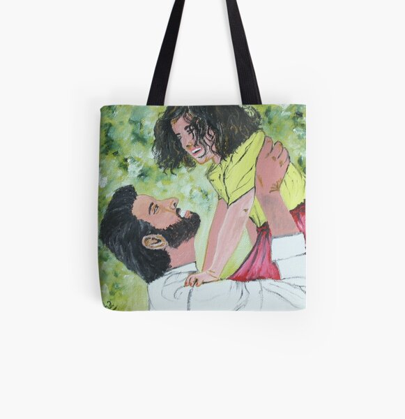 A play time between father and daughter. All Over Print Tote Bag