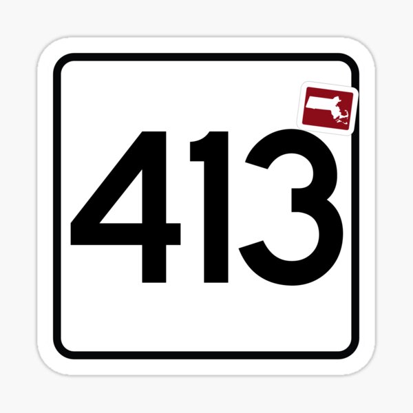 Massachusetts State Route 413 (Area Code 413) Sticker