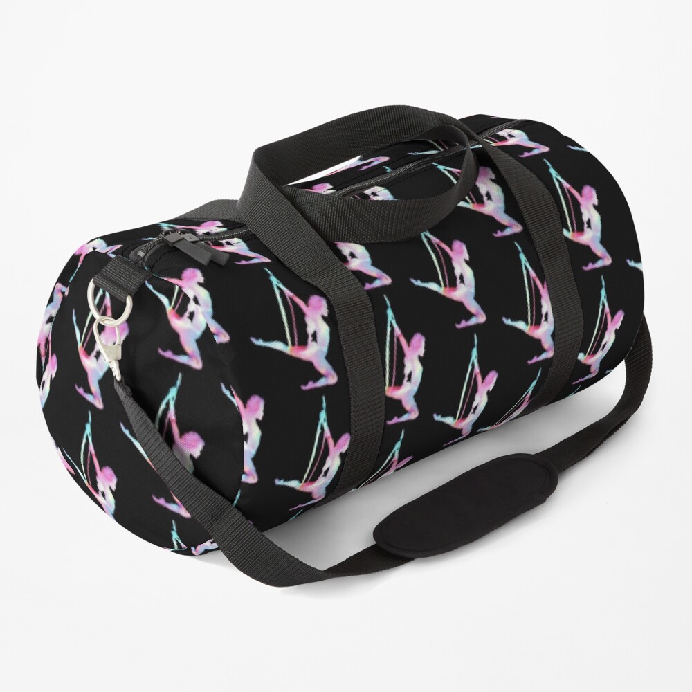 Rainbow Silhouette Aerial Lyra Hoop Duffle Bag