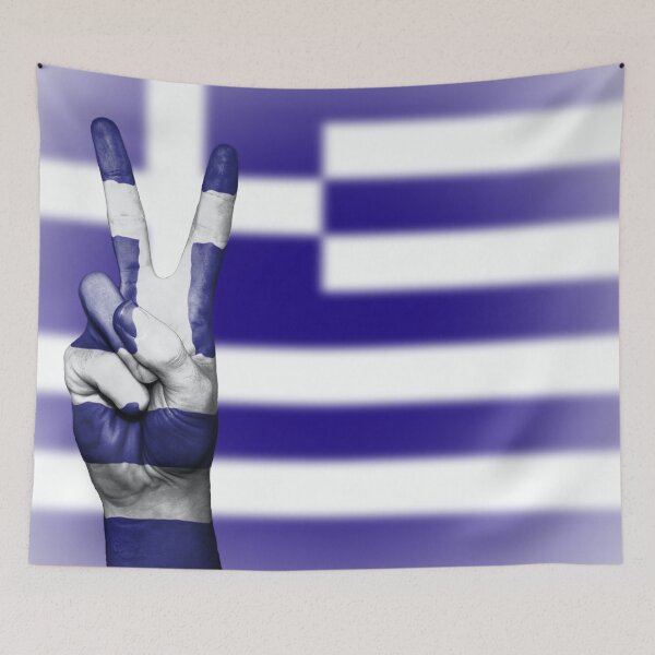 Item preview, Greek Flag Painted On Hand designed and sold by presenthome.