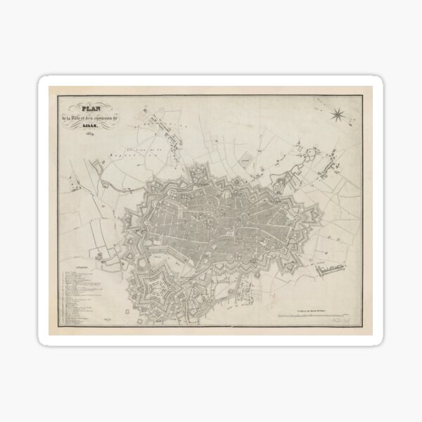 Vista previa del artículo con la obra «Mapa vintage de Lille Francia (1839)», diseñado y vendido por BravuraMedia.