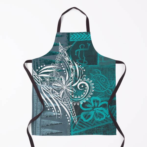 Aperçu de l'œuvre Tapa polynésienne bleu sarcelle avec superposition blanche créée et vendue par sunnthreads.