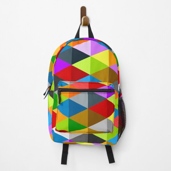 Item preview, Modern bright funky colorful triangles pattern geometric retro cool fun yellow red pink blue green designed and sold by PLdesign.