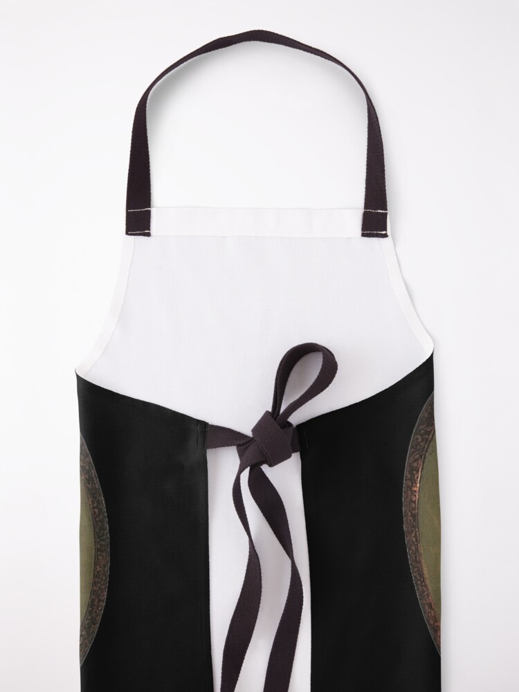 Alternate view of Medusa. Gorgon. Venomous snakes in place of hair. Monster. Greek Mythology. Michelangelo, Caravaggio. on BLACK. Apron