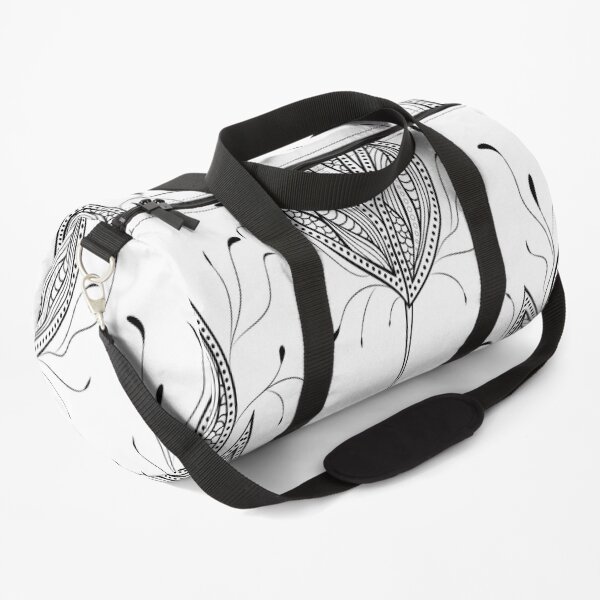 blackwhite flowers Duffle Bag