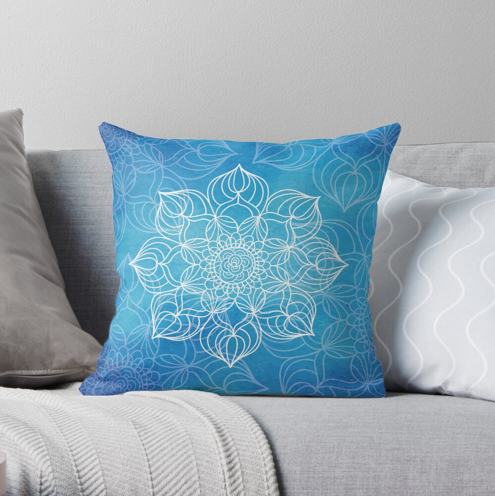 Blue mandala Throw Pillow