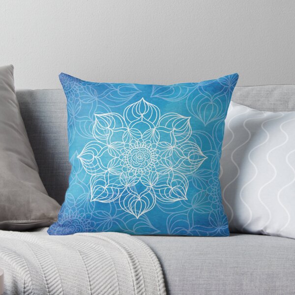 Blue mandala Throw Pillow