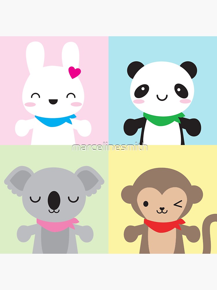 Thumbnail 3 of 3, Sticker, Super Cute Kawaii Animal Mascots designed and sold by marcelinesmith.