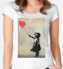 Banksy Red Heart Balloon Women's Fitted Scoop T-Shirt