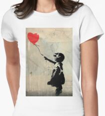 Banksy Red Heart Balloon Women's Fitted T-Shirt