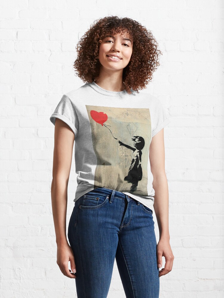 Alternate view of Banksy Red Heart Balloon Classic T-Shirt