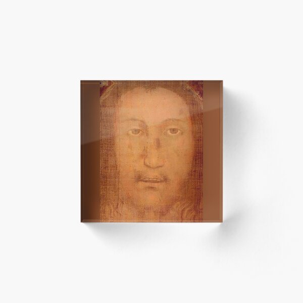 CHRIST. JESUS. CHRISTIANITY. Veil of Veronica, Sudarium, Manoppello Image. Acrylic Block