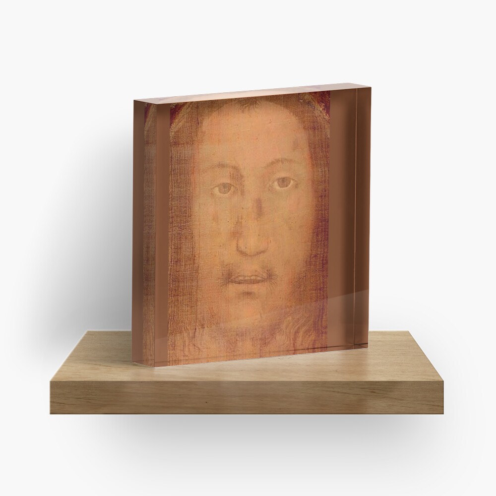 CHRIST. JESUS. CHRISTIANITY. Veil of Veronica, Sudarium, Manoppello Image. Acrylic Block