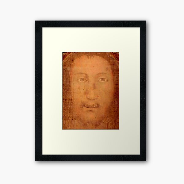 CHRIST. JESUS. CHRISTIANITY. Veil of Veronica, Sudarium, Manoppello Image. Framed Art Print