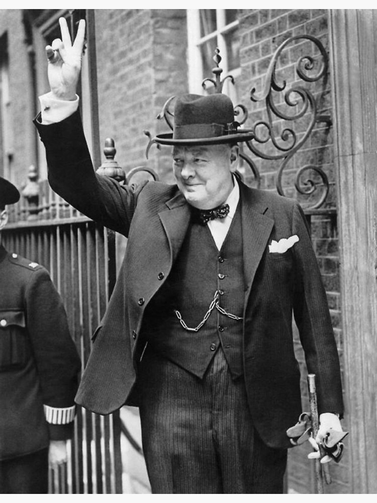 CHURCHILL. British prime minister, V sign, Victory, 1943, WWII. by TOMSREDBUBBLE