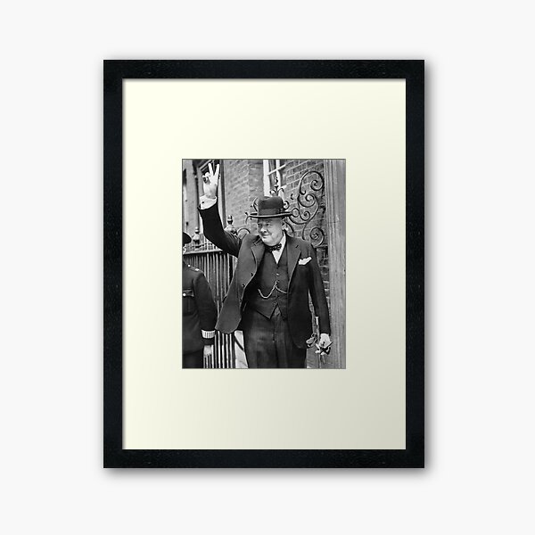 CHURCHILL. British prime minister, V sign, Victory, 1943, WWII. Framed Art Print