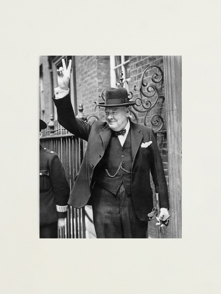 Alternate view of CHURCHILL. British prime minister, V sign, Victory, 1943, WWII. Photographic Print