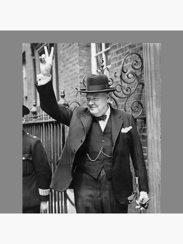 CHURCHILL. British prime minister, V sign, Victory, 1943, WWII. by TOMSREDBUBBLE