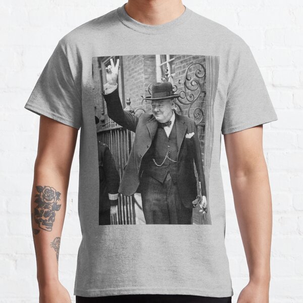 CHURCHILL. British prime minister, V sign, Victory, 1943, WWII. Classic T-Shirt
