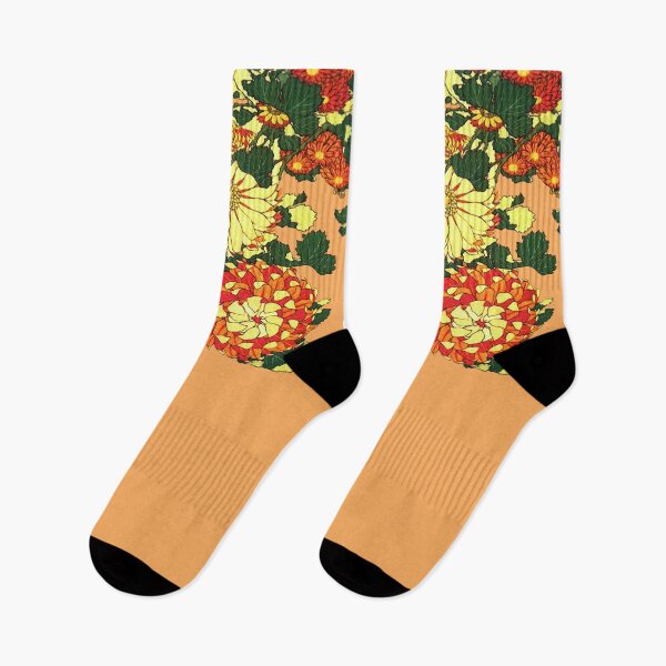 Item preview, Japanese Flower Border, Mandarin Orange and Gold  designed and sold by Marymarice.