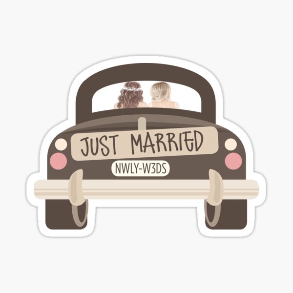 Sticker Voiture just married - TenStickers