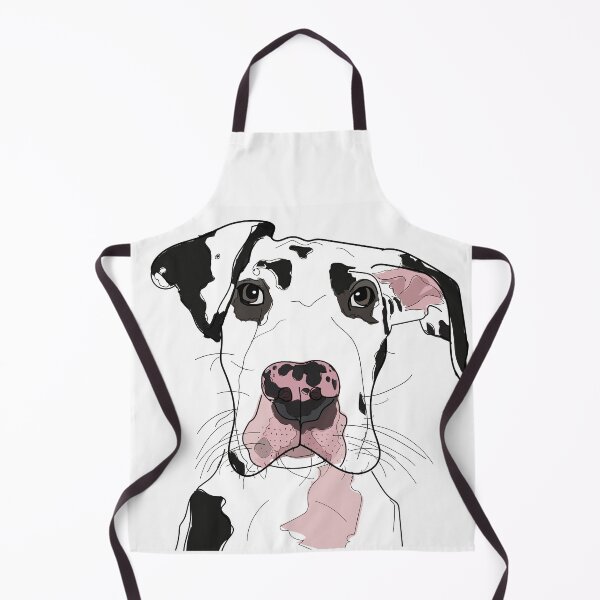 Great Dane b/w/pink dog Apron