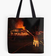 Fighting a Night Fire Tote Bag
