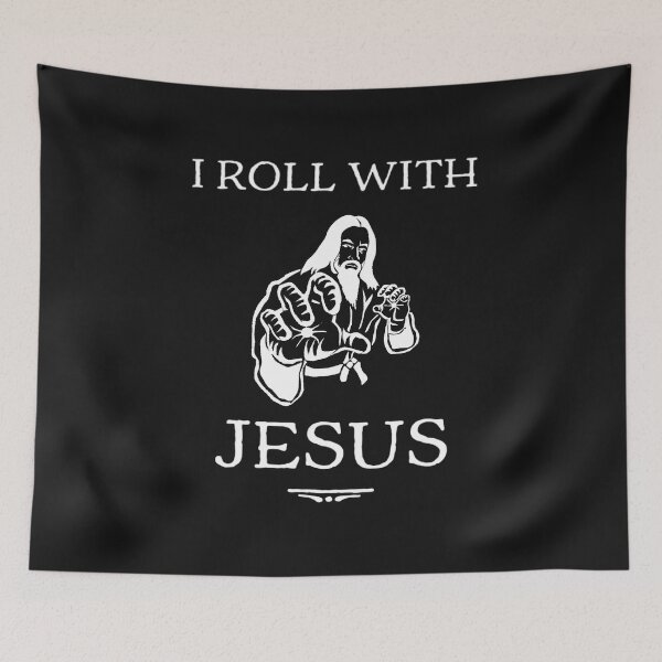 Item preview, Brazilian Jiu Jitsu (BJJ) I Roll with Jesus, Funny Design designed and sold by Johnny Brabo BJJ Apparel.