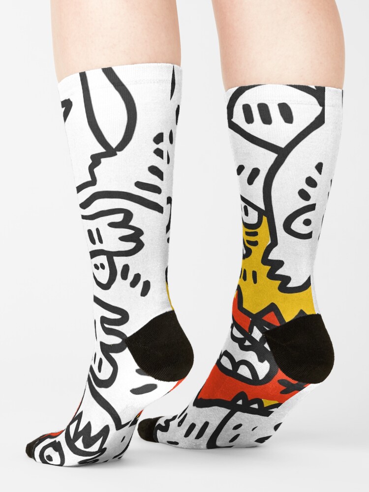 Thumbnail 4 of 5, Socks, Black and White Yellow Orange Street Art Graffiti designed and sold by Emmanuel Signorino.