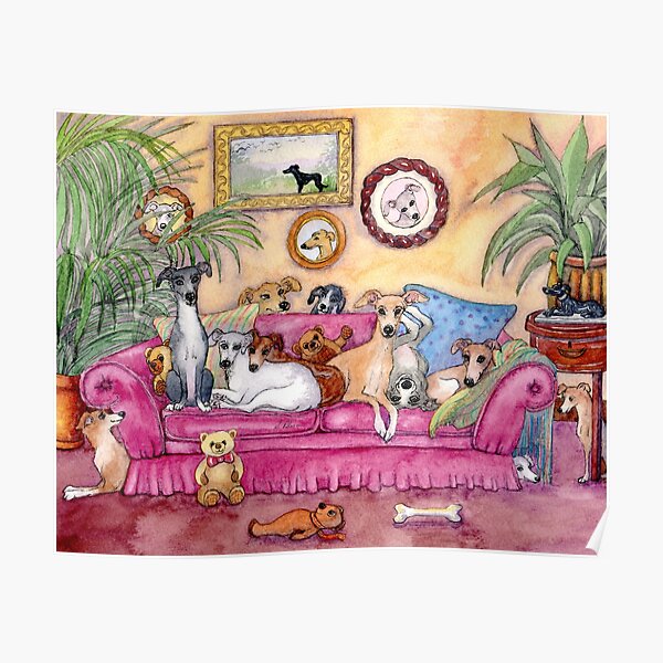 This is our sofa. So - where's yours? Greyhounds and whippets on the couch. Poster