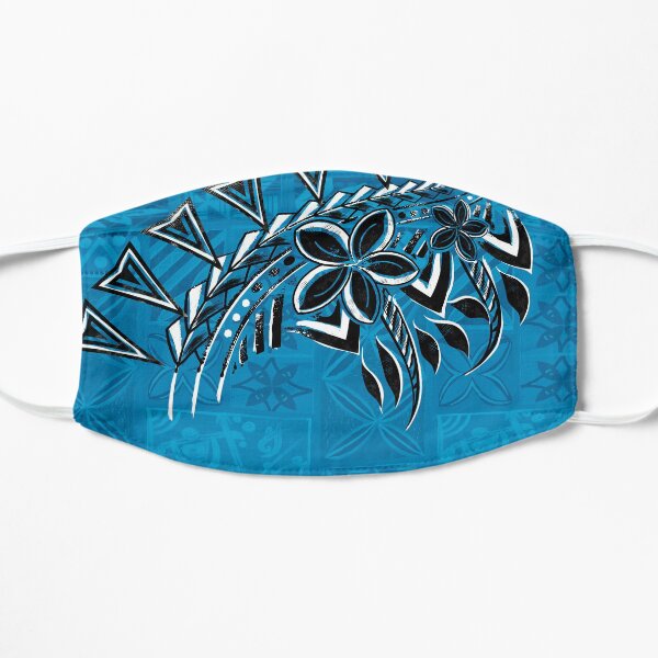 Old Samoa Teal Tribal Primitive Flat Mask