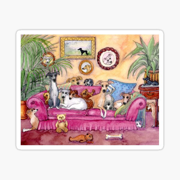 Artikel-Vorschau von Das ist unser Sofa. Also - wo ist deins? Windhunde und Whippets auf der Couch., designt und verkauft von SusanAlisonArt.