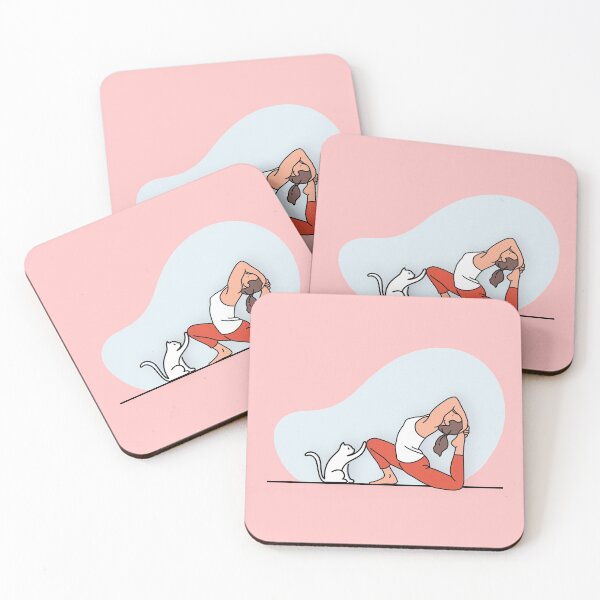 Item preview, YOGA PRACTICE WITH CAT King Pigeon pose designed and sold by Trio's Stuff.