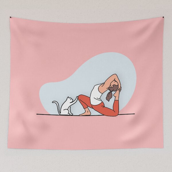 Item preview, YOGA PRACTICE WITH CAT King Pigeon pose designed and sold by Trio's Stuff.