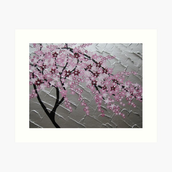 Item preview, cherry blossom tree art with white and pink- japanese painting designed and sold by cathyjacobs.