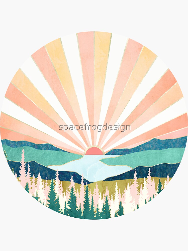 Summer Sunset Sticker For Sale By Spacefrogdesign Redbubble