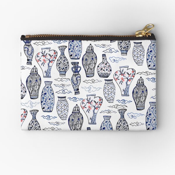 Inky Chinese Antique Vases Zipper Pouch