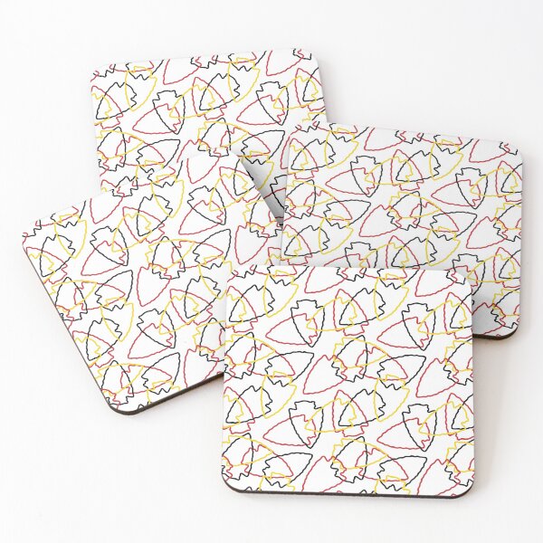 Chiefs Arrowhead Pattern on White Coasters (Set of 4)